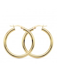 18K AROS REDONDOS HUECOS 30 X 3 MM