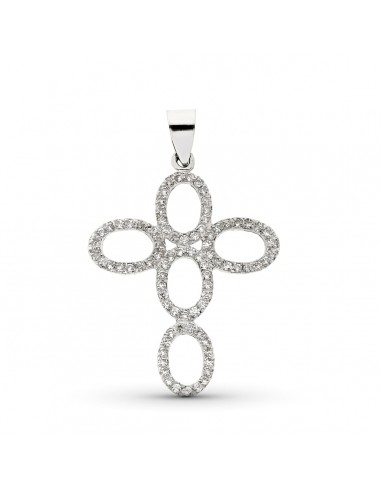 18K CRUZ ORO BLANCO CON CIRCONITA 35X26 MM
