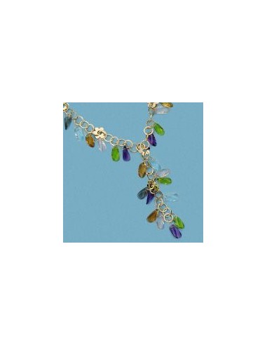 18K GARGANTILA COLLAR PIEDRAS COLORES Y FLORES