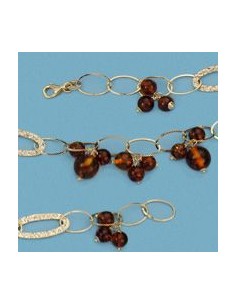 18K PULSERA ESLABONES Y PIEDRAS.