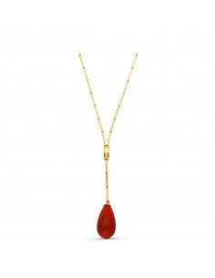 18K GARGANTILLA ORO AMARILLO LAGRIMA PIEDRA FINA 42CM