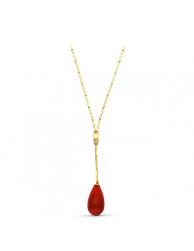 18K GARGANTILLA ORO AMARILLO LAGRIMA PIEDRA FINA 42CM