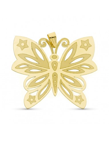 18K COLGANTE ORO AMARILLO LASER MARIPOSA 34X30 MM