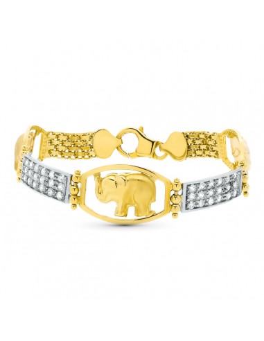 18K PULSERA ORO TRICOLOR ELEFANTES 19CM