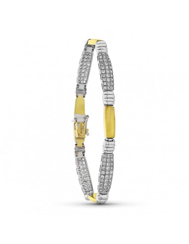 18K PULSERA ORO BICOLOR CIRCONITA ESTAMPACION