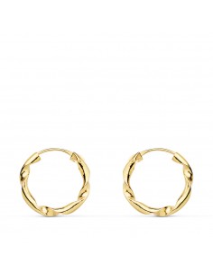 18K AROS ORO AMARILLO HUECOS RETORCIDOS. 14 X 2 MM.