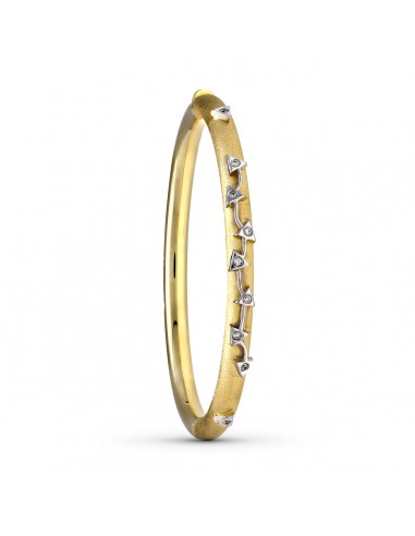 18K PULSERA MEDIA CAÑA ORO BICOLOR CON PIEDRAS