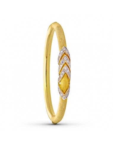 18K PULSERA MEDIA CAÑA ORO BICOLOR CON CIRCONITAS
