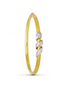 18K PULSERA MEDIA CAÑA ORO BICOLOR CON PIEDRAS