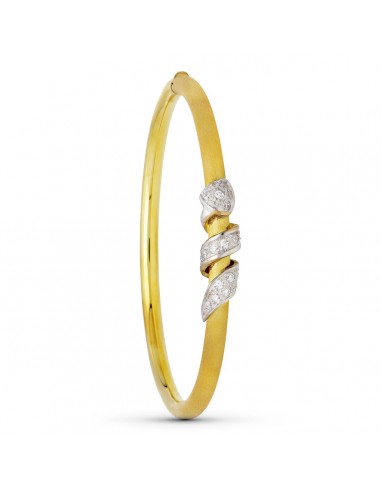 18K PULSERA MEDIA CAÑA ORO BICOLOR CON PIEDRAS
