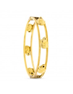 18K PULSERA ORO AMARILLO RIGIDA ELEFANTES 11 MM
