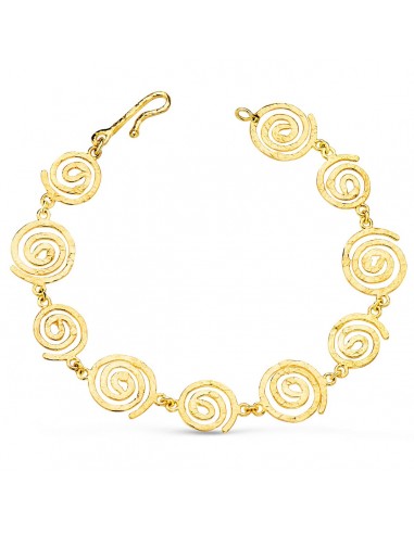18K PULSERA ORO AMARILLO ESPIRALES MARTILLADAS. ANCHO 13 MM LARGO 20.5 CM