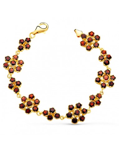 18K PULSERA ORO AMARILLO ARTICULADA DE GRANATES ENGASTADAS. 19.5 CM