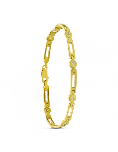 18K PULSERA ORO AMARILLO CIRCONITA MATE Y BRILLO