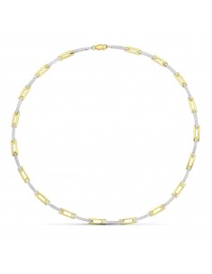 18K GARGANTILLA ORO BICOLOR CIRCONITA MATE Y BRILLO