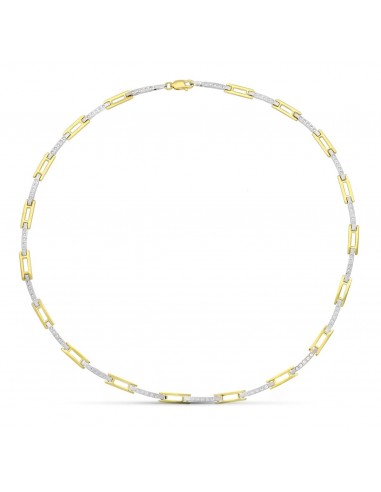 18K GARGANTILLA ORO BICOLOR CIRCONITA MATE Y BRILLO