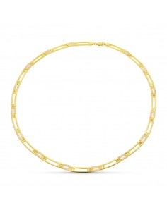 18K GARGANTILLA ORO AMARILLO MATE Y BRILLO CIRCONITAS