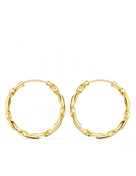 18K AROS ORO AMARILLO HUECOS RETORCIDOS. 20 X 2 MM.