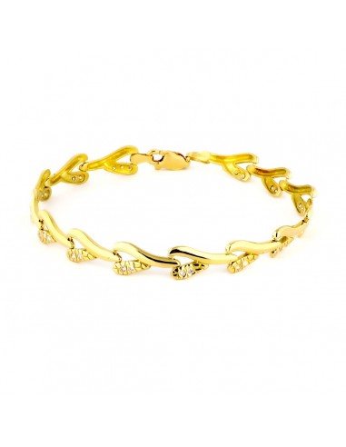 18K PULSERA ORO AMARILLO HOJAS CON CIRCONITAS