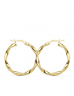 18K AROS ORO AMARILLO RELIADOS LISOS 25 X 2.5 MM