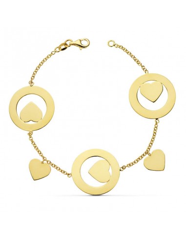 18K PULSERA ORO AMARILLO ROLO CORAZONES 19CM 8.95 GR