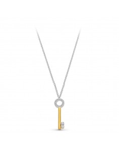 18K GARGANTILLA ORO BICOLOR MOTIVO LLAVE CON CIRCONITAS
