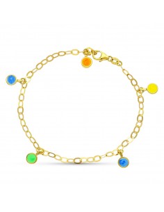 18K PULSERA ORO AMARILLO FETICHES COLORES. 18CM