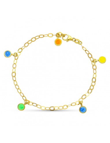 18K PULSERA ORO AMARILLO FETICHES COLORES. 18CM