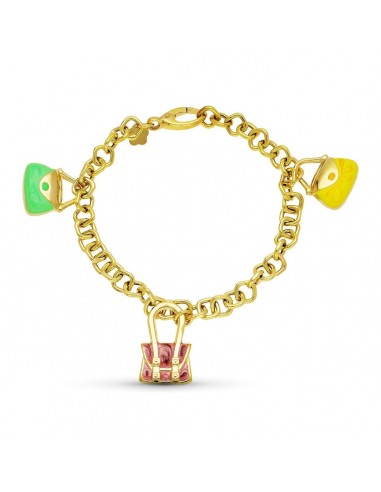 18K PULSERA ORO AMARILLO FETICHES ESMALTADOS