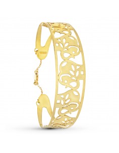 18K PULSERA RIGIDA ORO AMARILLO ELEFANTES 20 MM MEDIDA INTERIOR 65X50 MM ANCHO TOTAL 20 MM CIERRE MOSQUETON CON CADENA