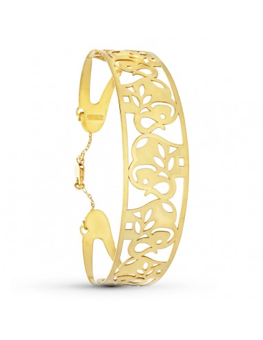 18K PULSERA RIGIDA ORO AMARILLO ELEFANTES 20 MM MEDIDA INTERIOR 65X50 MM ANCHO TOTAL 20 MM CIERRE MOSQUETON CON CADENA