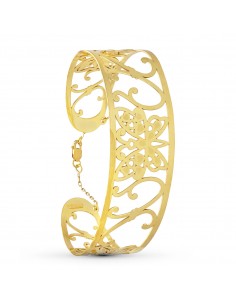 18K PULSERA ORO AMARILLO MARIPOSA MATE Y BRILLO MEDIDA INTERIOR 67X50 MM ANCHO TOTAL 23 MM CIERRE MOSQUETON CON CADENA