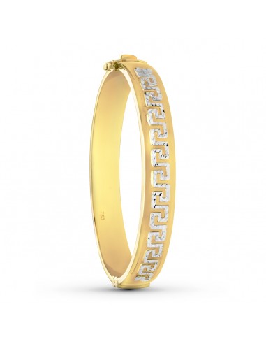 18K PULSERA RIGIDA ORO BICOLOR GRECA 10 MM