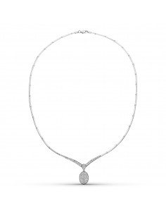 18K GARGANTILLA ORO BLANCO CIRCONITA MOTIVO OVAL