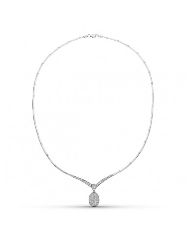 18K GARGANTILLA ORO BLANCO CIRCONITA MOTIVO OVAL