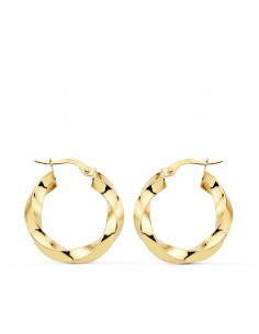 18K AROS ORO AMARILLO BRILLO RETORCIDOS 22 X 3 MM