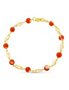 18K PULSERA ORO AMARILLO JAULA CORAL FINO JAPONES 5.5 MM 19CM