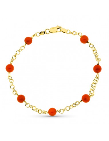 18K PULSERA ORO AMARILLO JAULA CORAL FINO CERDEÑA 5 MM 20CM