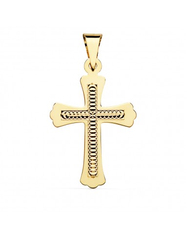 18K CRUZ ORO AMARILLO TALLADA 34X22 MM