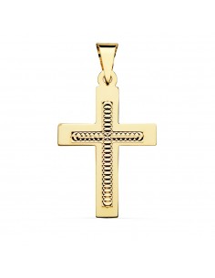 18K CRUZ ORO AMARILLO TALLADA 34X22 MM