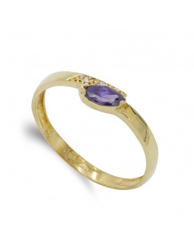 18K SORTIJA ORO AMARILLO AMATISTA Y CIRCONITAS. ANCHO: 6 5 MM
