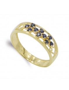 18K SORTIJA ORO AMARILLO CALADA CON CIRCONITAS. ANCHO: 6 MM