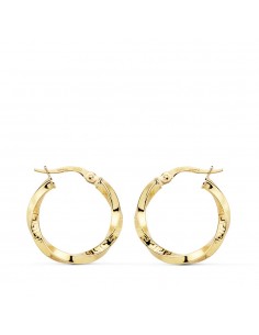 18K AROS ORO AMARILLO RELIADOS GRECA 20 X 2.5 MM