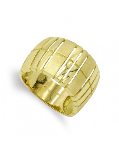18K SORTIJA ORO AMARILLO BANDAS CALADAS MATE Y BRILLO. ANCHO: 14 5 MM