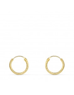 18K AROS HUECOS DIAMANTADOS. 11 X 1,20 MM.