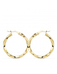 18K AROS ORO AMARILLO RELIADOS GRECA 25 X 2.5 MM