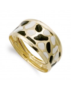 18K SORTIJA ORO AMARILLO ESMALTADA MARFIL Y NEGRO. ANCHO: 11 MM