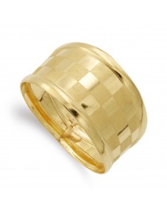 18K SORTIJA ORO AMARILLO MOTIVOS CUADRADOS MATE Y BRILLO. ANCHO: 11 MM