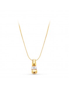 18K COLGANTE ORO AMARILLO DIAMANTE NATURAL 16X6 MM 0.05 QTS. CADENA 42 CM