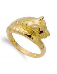 18K SORTIJA ORO AMARILLO CABEZA PUMA OJOS ZAFIRO. ANCHO: 11 5 MM